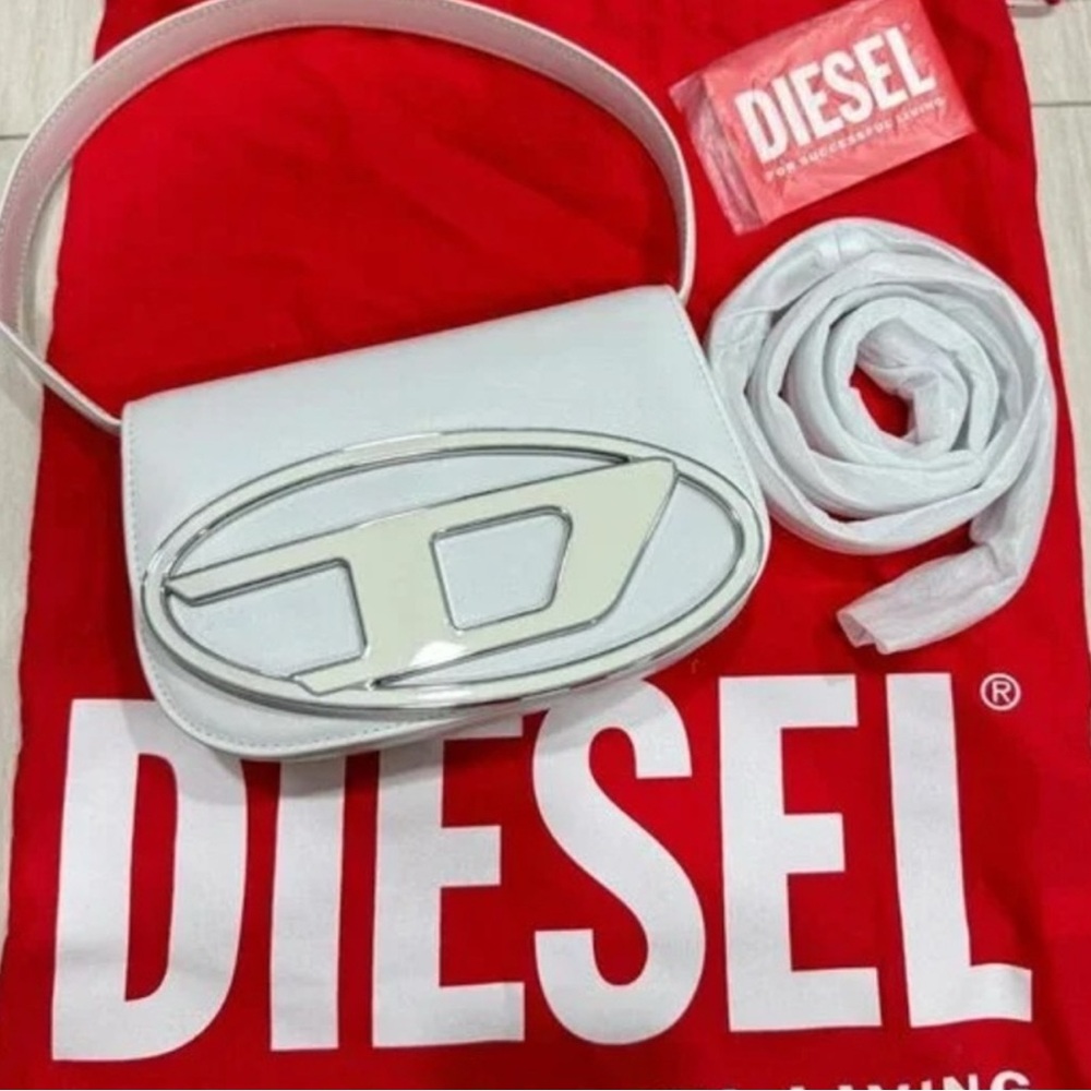 Diesel White Crossbody Bag with Logo Accent